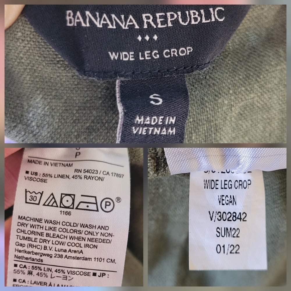 Banana Republic Wide Leg Crop Pants Small Avocado Green Coastal Resort Travel - Picture 10 of 11